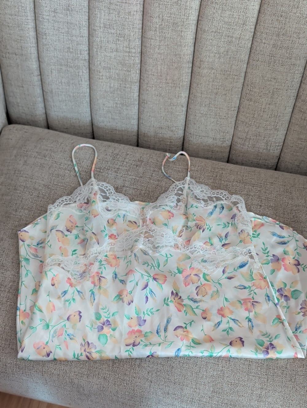 Vintage Gold Label Floral Camisole Nightgown Size Large